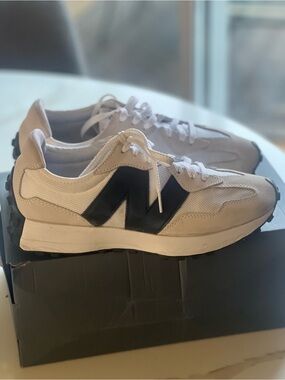 New Balance Beige and Black Retro Runner Sneakers